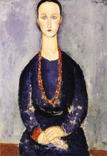 Amedeo Modigliani Woman with Red Necklace Norge oil painting art